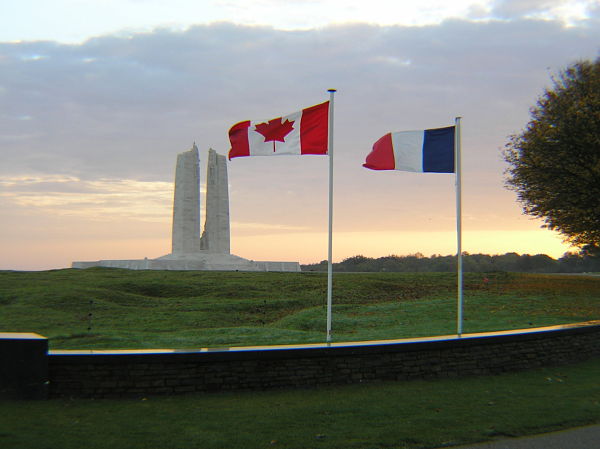 vimy memorial with flags