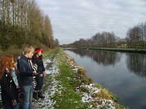 Group at sambre oise canal France English school trips